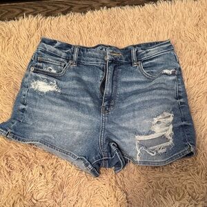 American Eagle Outfitters Blue Distressed Jean Shorts